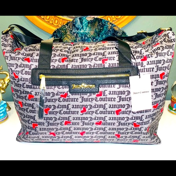 Juicy Couture Bags Juicy Couture Black Carried Away W Love Weekender Duffle Bag Nwt Poshmark